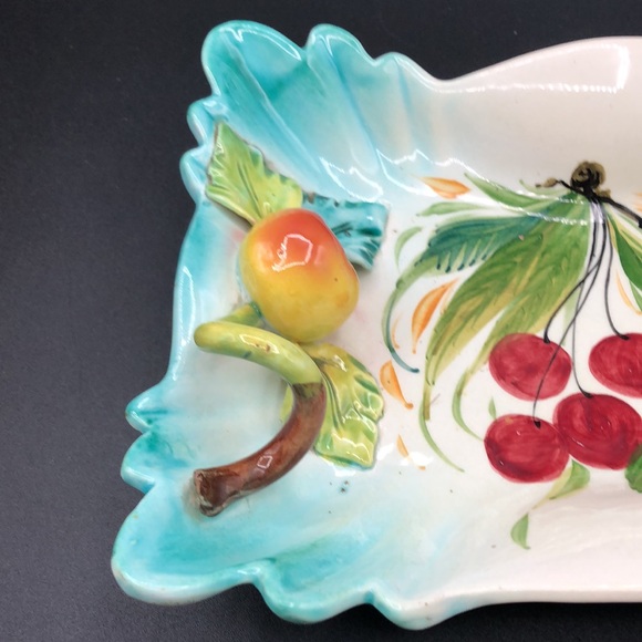 VINTAGE ITALIAN MAJOLICA HANDPAINTED CERAMIC CANDY/NUT DISH HAND-MADE IN ITALY - Picture 3 of 11